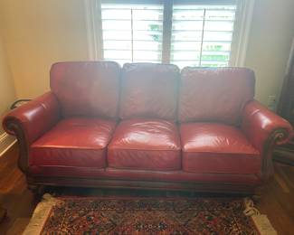#33- $800 Bradington Young NC leather with nailheads 84Wx36Tx39T - has a set of extra pillows inserts if you like it more firm or soft. Looks better in reality then on pictures. 