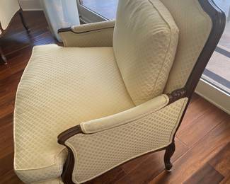 #61B - $300 EACH - One of Two Yellow chair 36x33x36 Vanguard of NC finished on the back - brand new condition. 8 way hand tied coil springs