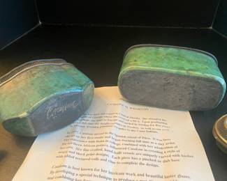 #70 - $110 for the set -Candone Wharton 2 Roku green boxes pottery