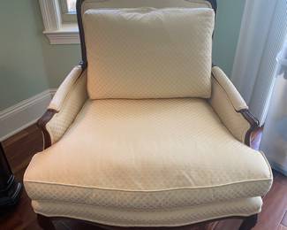 #61A - $300 EACH - One of Two Yellow chair 36x33x36 Vanguard of NC finished on the back - brand new condition. 8 way hand tied coil springs