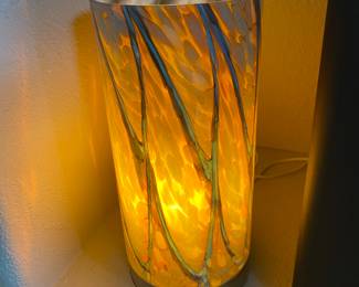 #6- $58 each - Glass tubular lamp 12x6 green x 2