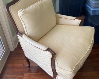 #61B - $300 EACH - One of Two Yellow chair 36x33x36 Vanguard of NC finished on the back - brand new condition. 8 way hand tied coil springs