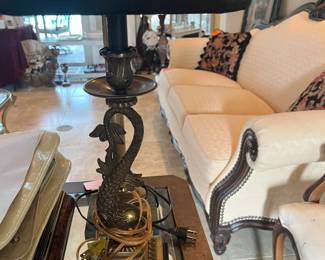 $80 - Pair of solid brass lamps dolphin 