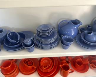 #118- $680 - Homer Laughlin Harlequin Fiestaware Periwinkle Mauve Blue set 66 pieces approx. or $10 a piece except marked differently