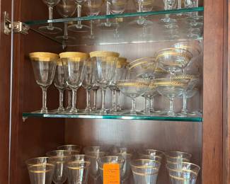 #97 - $150 Set of gold banded glassware 