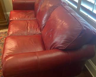 #33- $800 Bradington Young NC leather with nailheads 84Wx36Tx39T - has a set of extra pillows inserts if you like it more firm or soft. Looks better in reality then on pictures. 