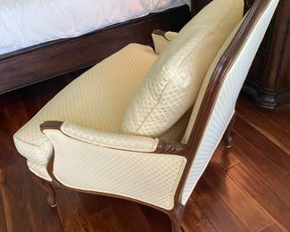 #61A - $300 EACH - One of Two Yellow chair 36x33x36 Vanguard of NC finished on the back - brand new condition. 8 way hand tied coil springs