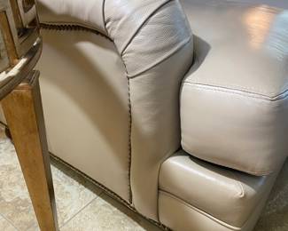 #1 - $800 - Bradington Young Leather Sofa taupe 82Wx36Dx 35T