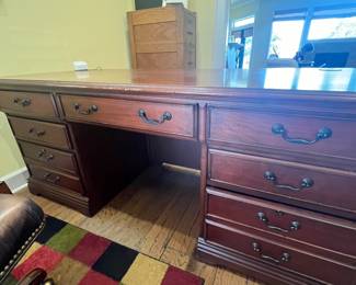 $250 double Pedesta wooden desk 71W x 31D x 31H