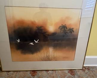 $46 Art 3 white flying geese 35 x 29 