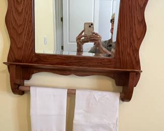 $70 oak hand towel rack with mirror 