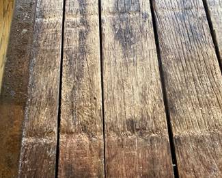 $395 wood and metal rustic table 47 x 55 x 30 T