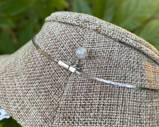 $350 -14Kt white gold topaz & diamonds necklace 16"Long