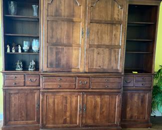 $1,000 Stanley Furniture entertainment center 3 pieces 2 end sections 27W x 18D x 94 T middle section 58W x 25D x 100H
