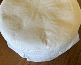 $140 round white cotton ottoman 34 W x 19H