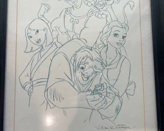 $60 Disney Heroes art work signed by Don Williams 8 x 12 with COA