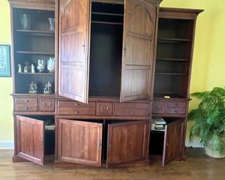  $1,000 Stanley Furniture entertainment center 3 pieces 2 end sections 27W x 18D x 94 T middle section 58W x 25D x 100H