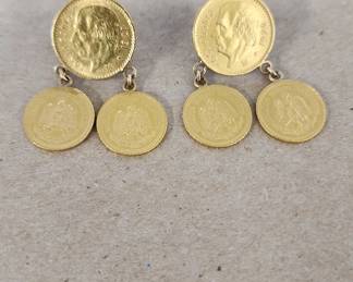 1920 Cinco Peso gold goin earrings