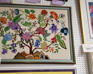 VTG Embroidery Crewel Bonsai Tree