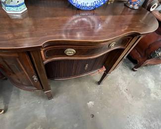 Top & Gallery of 19th C Mahogany  Inlaid Server