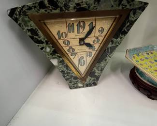 French Art Deco Marble Clock by Just Retailed by Coleman & Adler New Orleans Jewelers $250