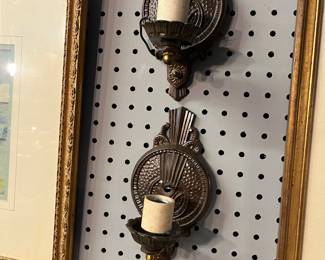 1 of 2 Prs of Signed Moe Bridges Arts & Crafts Sconces $110 Pr.