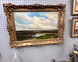 Beautiful 19th C Oil on Canvas Pastoral Scene $400