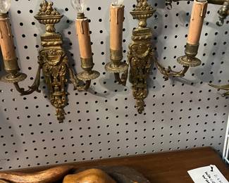 Pr. Antique French 2 Lite Sconces $90 Pr.
