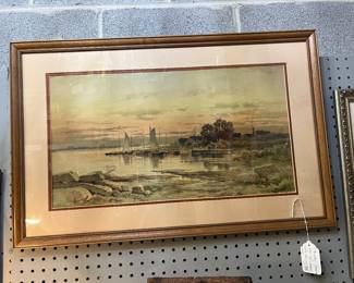 Carl Weber (American 1855 -1929) Harbour Scene Watercolor $125