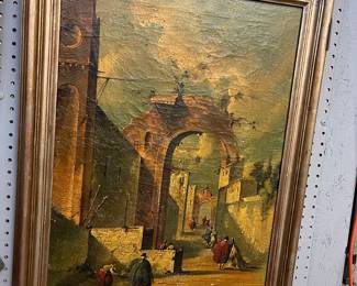 Italian City Ruins O/C Indistinctly Signed Lower Right $145