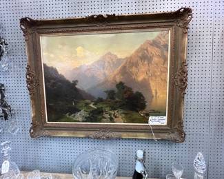 Otto Von Kameke O/C Landscape & Figures in the Swiss Alps. $2400