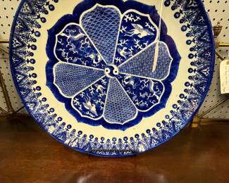 Lovely 19th C Japanese 18" Blue/White Charger $250