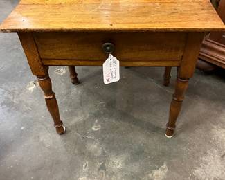 Diminutive 19th C 1 Drawer Table $95