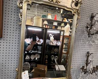 Vintage Wood Carved & Silver Gilt Mirror $325