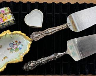 Herend & Limoges Porcelain Sterling Cake Knives