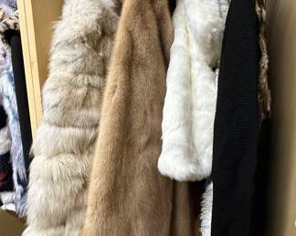 Fur Coats: authentic Mink and Chinchilla.  Fashion imitation furs.