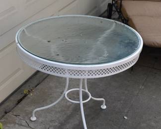 LAST MINUTE ADDITION-METAL GLASS TOP TABLE