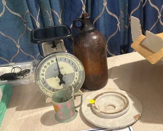 VINTAGE PYREX BOTTLE , SCALE , ETC