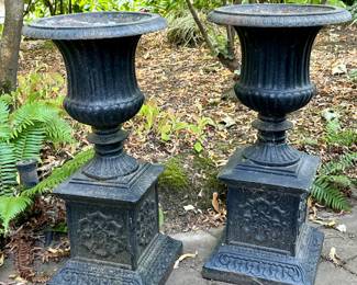 Pair - Cast Iron planters (weigh 49 pounds each) - $225 or Bid #67