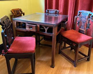 Vintage Rosewood Gaming Table with Chairs - $495 or Bid #68