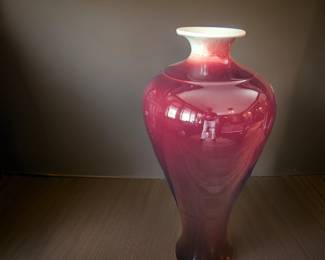4' tall Oxblood red Glazed floor vase $145 or bid #25
