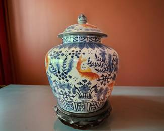 Fish Ginger Jar with base bid #36