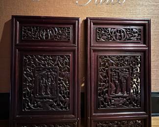 Pair Vintage Carved Wood Art Panel - $175 or bid #61