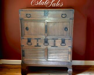 Vintage Tansu Chest Wrought Iron Handle & Hinges - Has 2 “hidden” drawers & locks - $600 or bid  #10