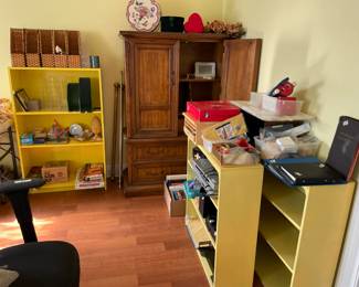 Book Shelves, Armoire, Office Items, Games, Cards