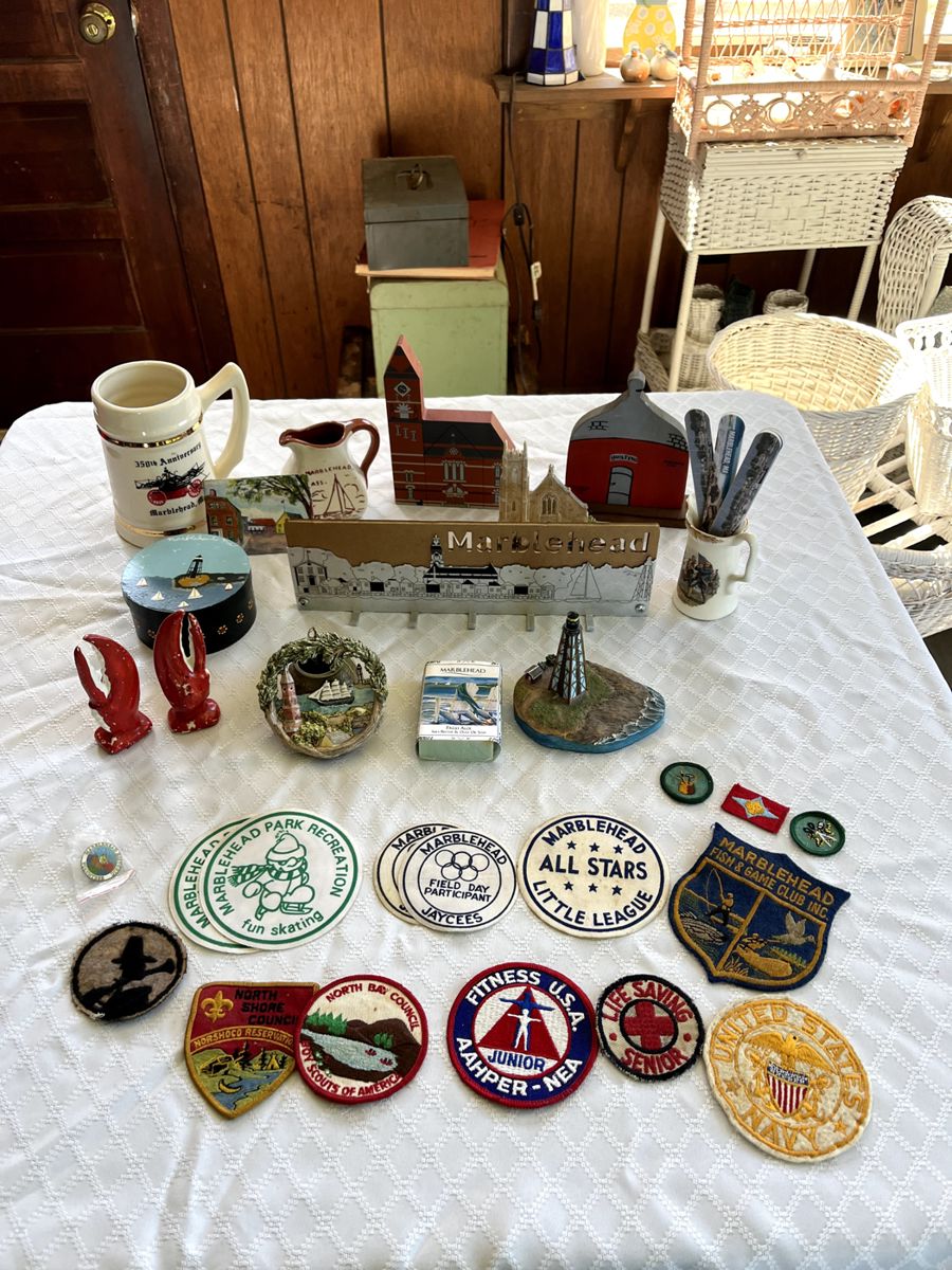 Vintage Marblehead patches and knick knacks 