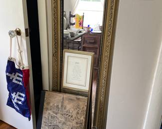 Large decorative mirror with gold frame, large atlas 