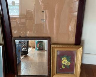 Assorted mirrors and picture frames 