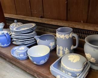 Wedgwood Jasperware small dishes, trinket pieces, ashtrays, vases
