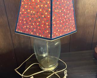 Blue, orange floral lamp 